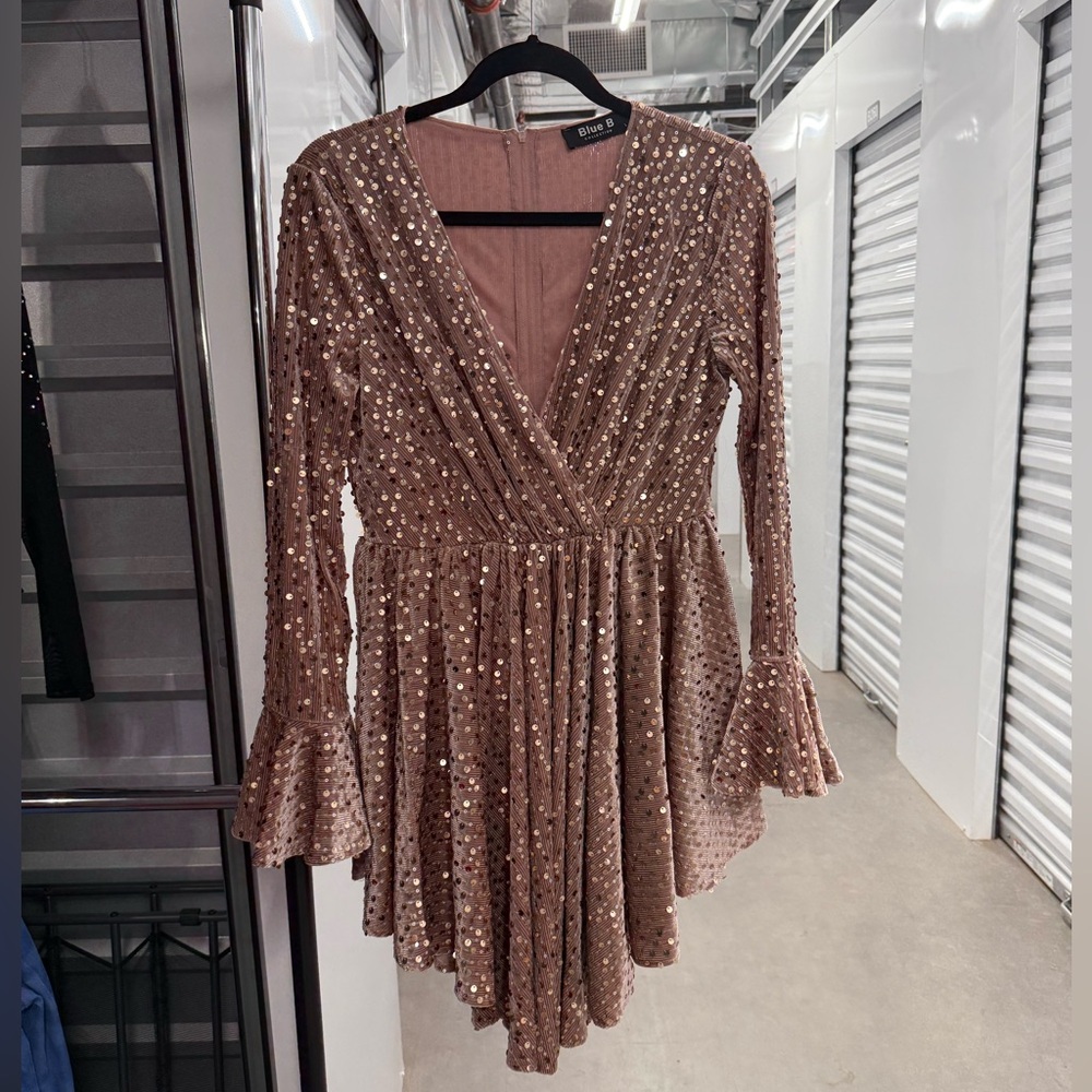 Blue B collection size Large sequined mauve pink dress